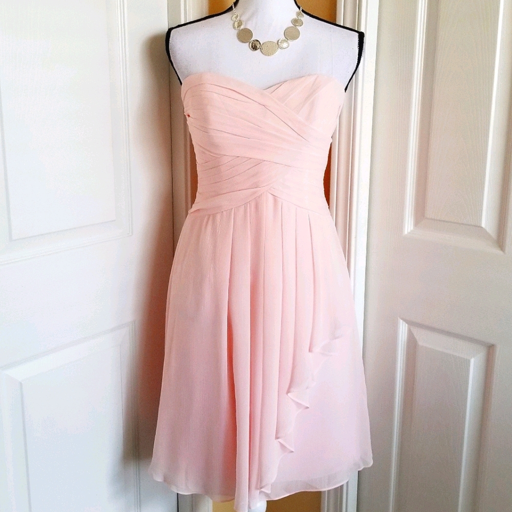 Pink Strapless Bridesmaid Dress